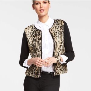 ANN TAYLOR Leopard Print Sweater (zipper front)